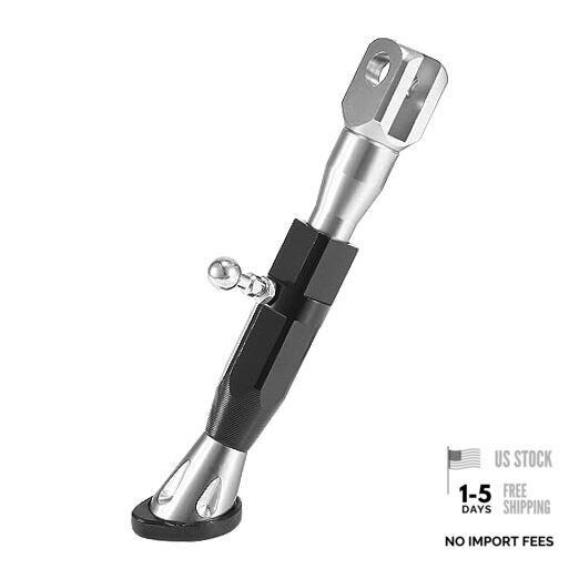 Universal Adjustable Motorcycle Kickstand Side Support Stand Set Silver Tone