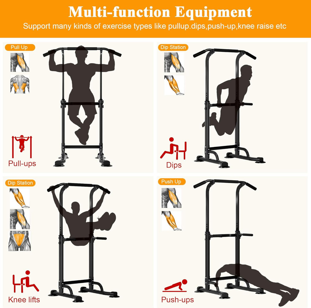 Power Tower Pull up Dip Station Multi-Function Fitness Equipment for Strength Tr
