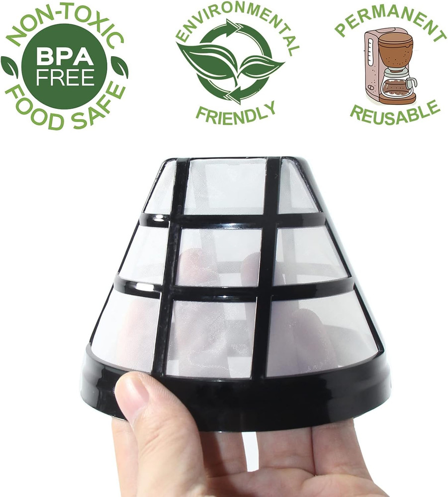 (4-Pack) No.4 Cone Reusable Replacement Coffee Maker Basket Filter Compatible wi