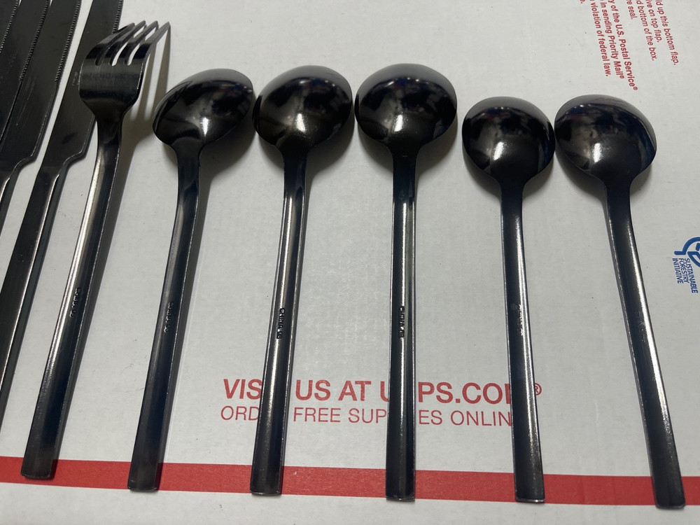 10 Black Silverware Black Stainless China