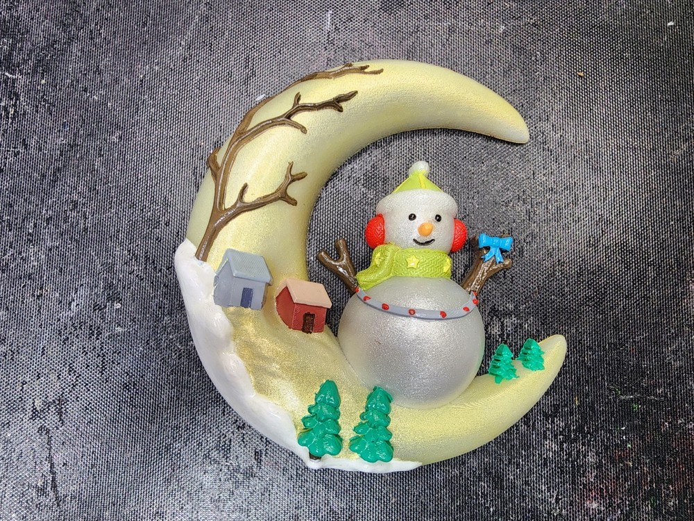 Handmade Epoxy Snowman On The Moon