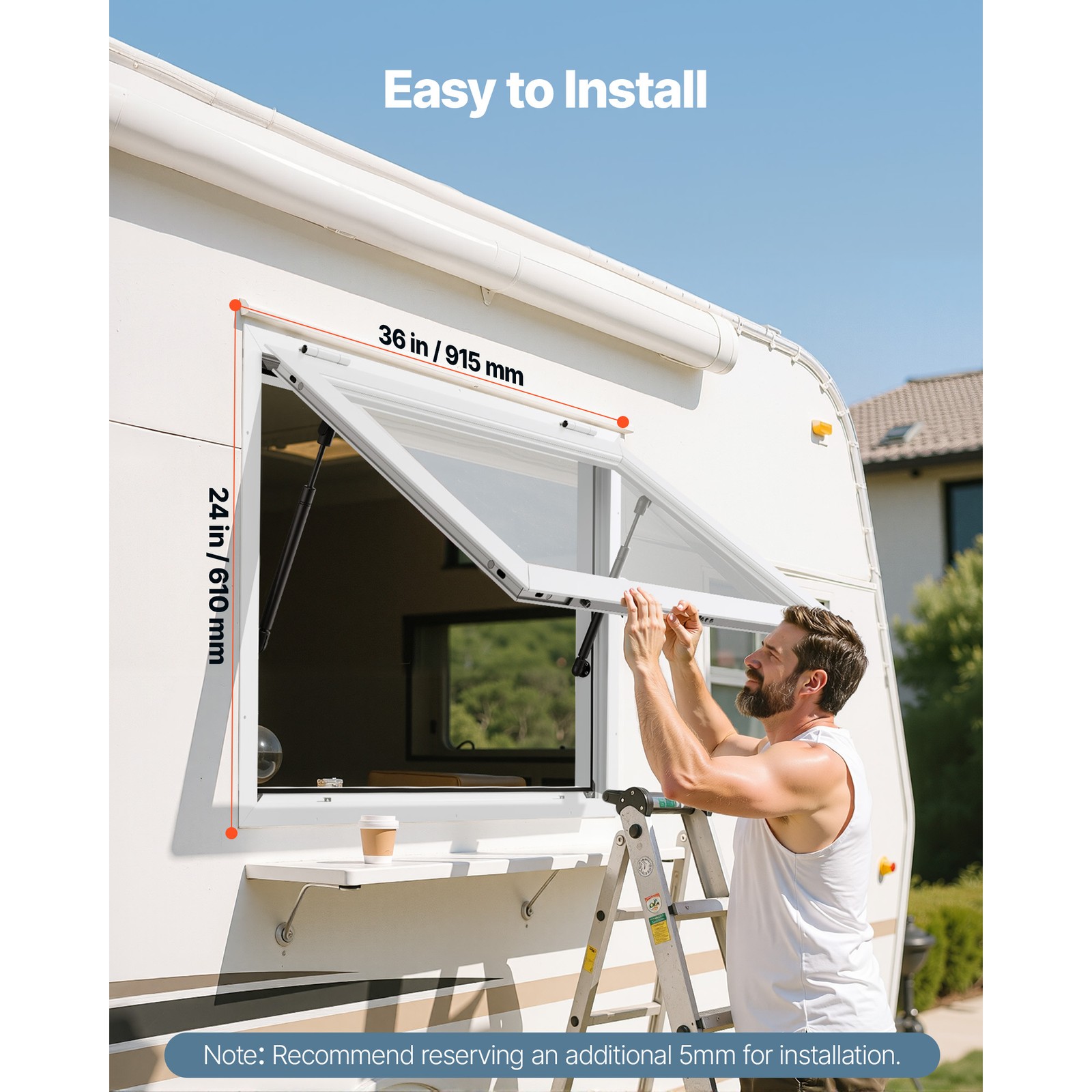 Uimoso 36x24in Food Truck Service Window with Awning,Aluminum Alloy Construction