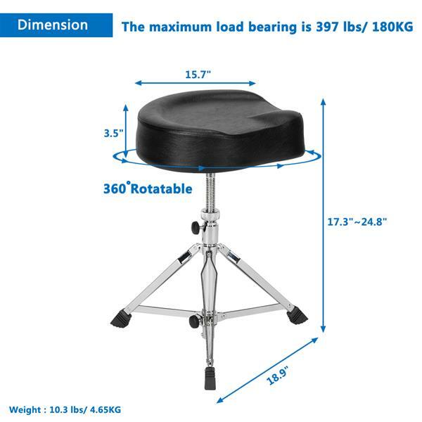 Adjustable Height Drumhocker Drums Stool Guitar Piano Percussion Saddle Seat