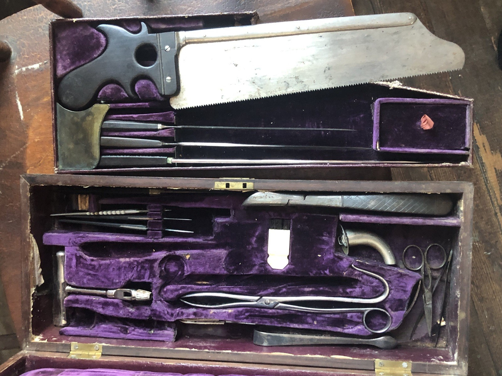 Early 1830s Tiemann Surgery Set - Pre Civil War Antique Bone Saw Amputation Kit