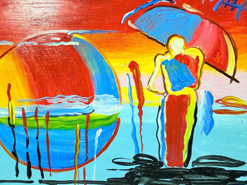 Peter Max Drawing (handmade) Antique paper, signed and sealed