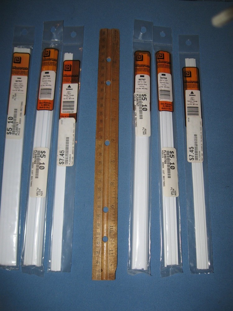 Plastruct 10” Styrene Shapes .080” Strips & Triangles - 3 pks