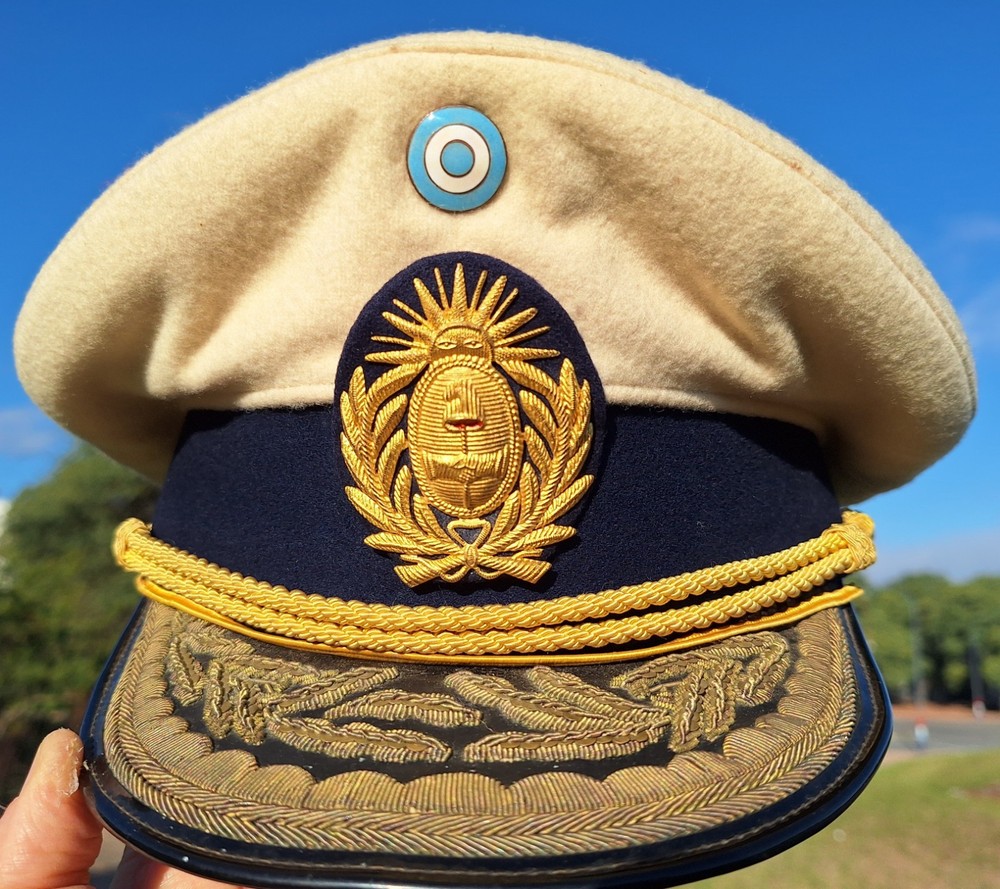 WW II PRE 1943 PERON REVOLUTION ARGENTINA ARMY EMBROIDERY GENERAL WITHE HAT CAP