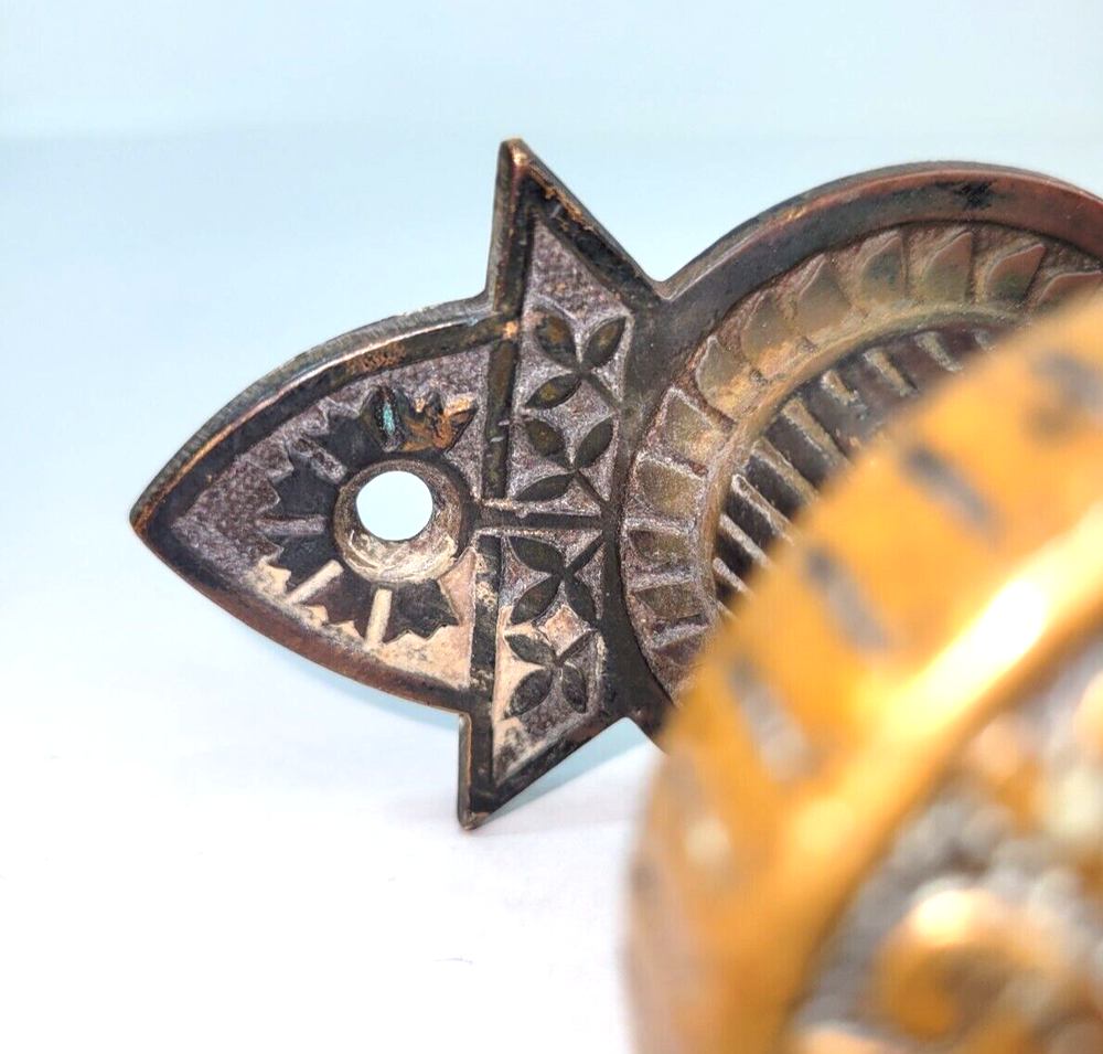Antique Victorian Solid Round Brass Doorknob with Escutcheon Hardware