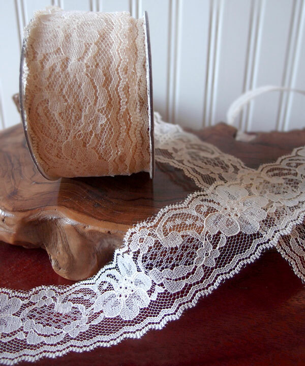 Ivory Pattern Lace Ribbon - 2" wide x 25 yards
