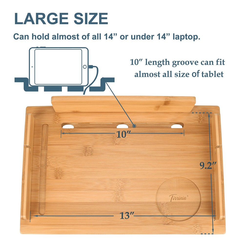 Bamboo Tray Bedside Shelf Table for College Bunks Bed