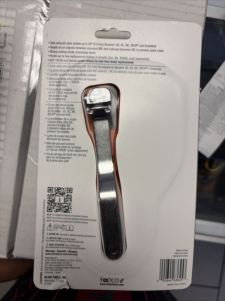 Klein Tools 63625 3/8" MC Cable Cutter