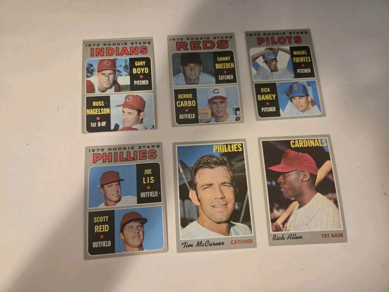1970 Topps #40 RICH ALLEN # 7 36 56 88 90 incs Rookies. (6) card baseball LOT
