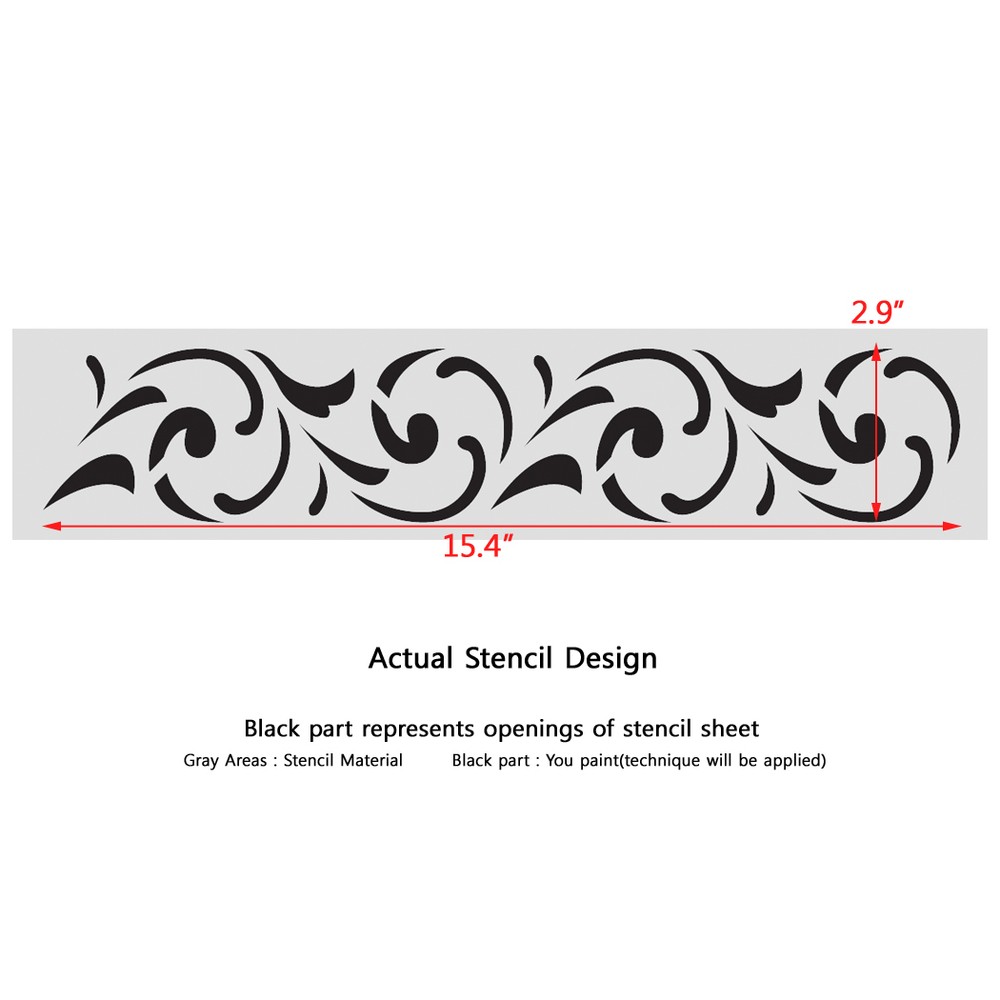 Wall Border stencils Pattern 034 Reusable Template for DIY wall decor