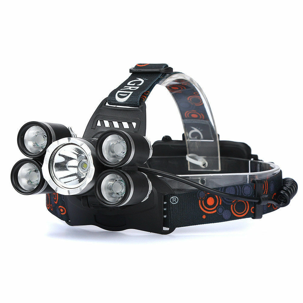LED Headlamp 5 Head Headlight Flashlight Torch Light