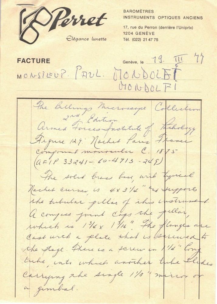 ANTIQUE MONOCULAR MICROSCOPE, 1875