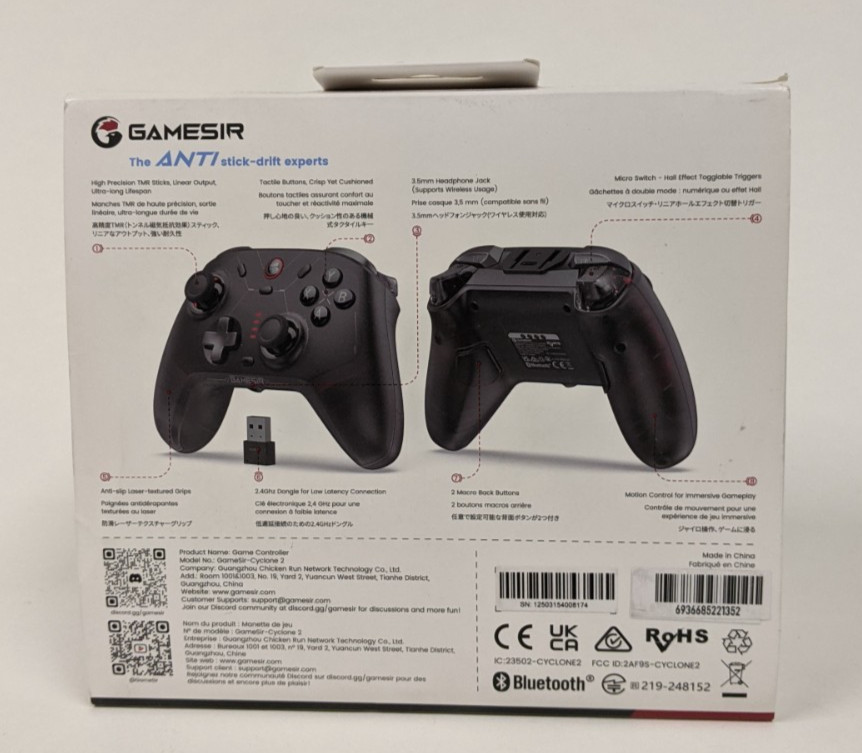 GameSir Cyclone 2 Wireless Controller Switch PC iOS Android Steam Shadow Black