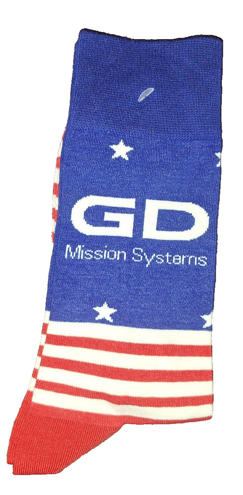 General Dynamics Mission Systems Patriotic Red White Blue Socks