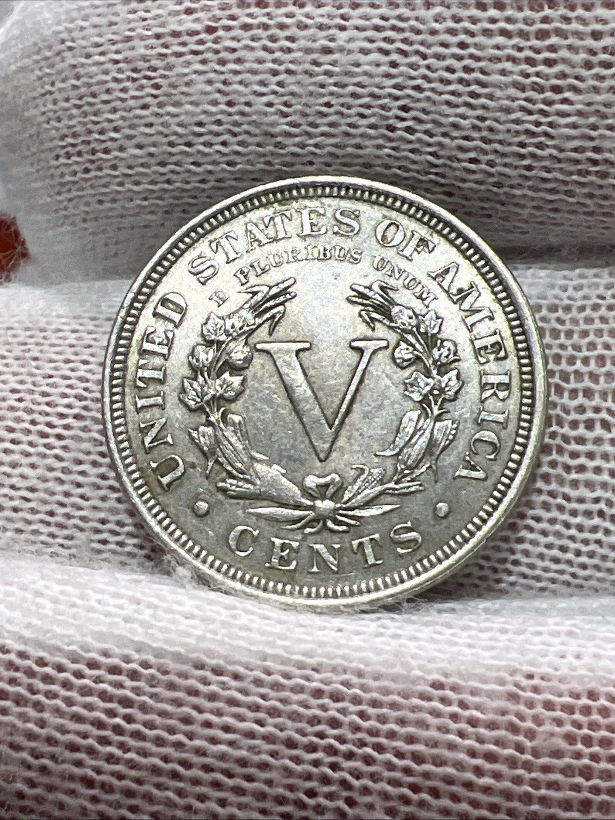 1904 Liberty V Nickel. UNC Detail. Scratches. Nice High Grade Old US Coin!