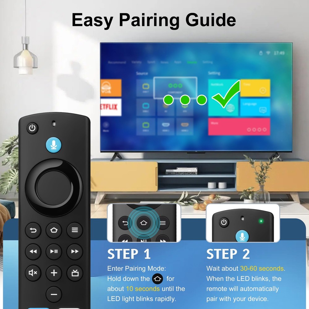 Firestick Remote Control Replacement Voice Controller Green Hulu Button Smart