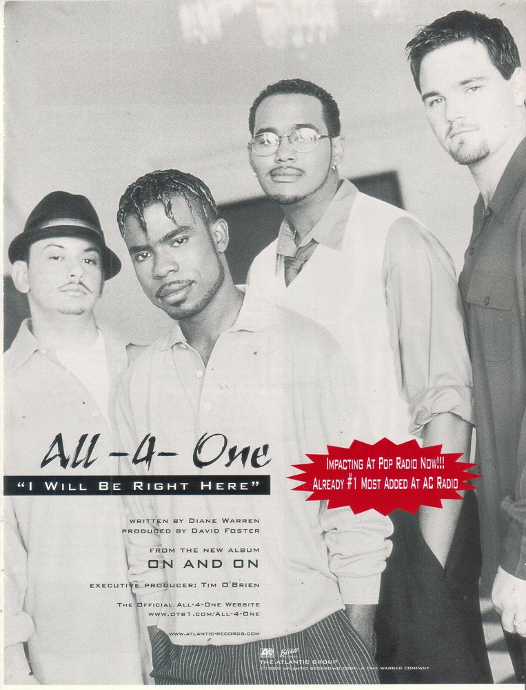 All-4-One 1999 Ad- I Will Be Right Here Advertisement
