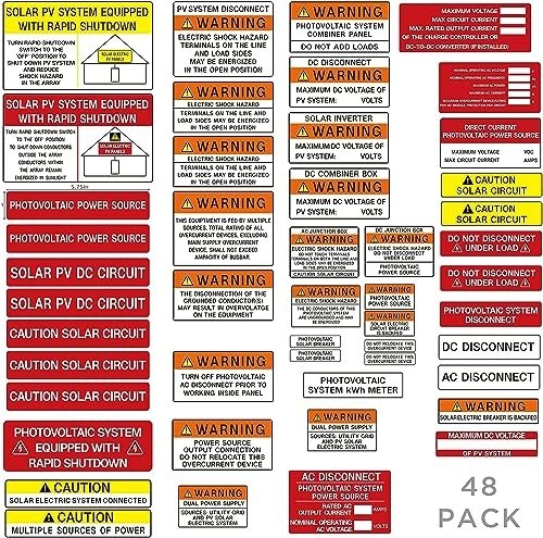 Solar System Installer Label Kit | 2020 & 2017 Code | Electrical Safety Stickers