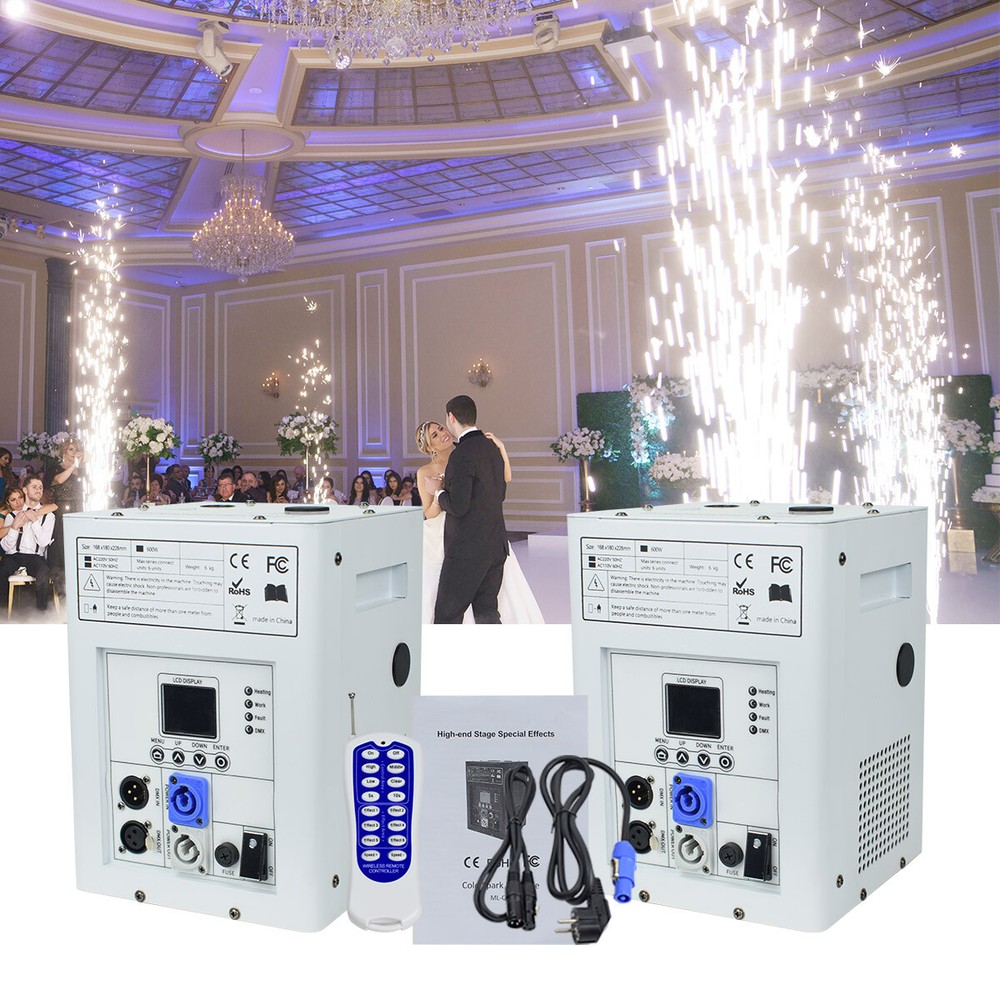 Cold Spark Machine DMX DJ Event Party Firework Machine 2pcs with Flight Case