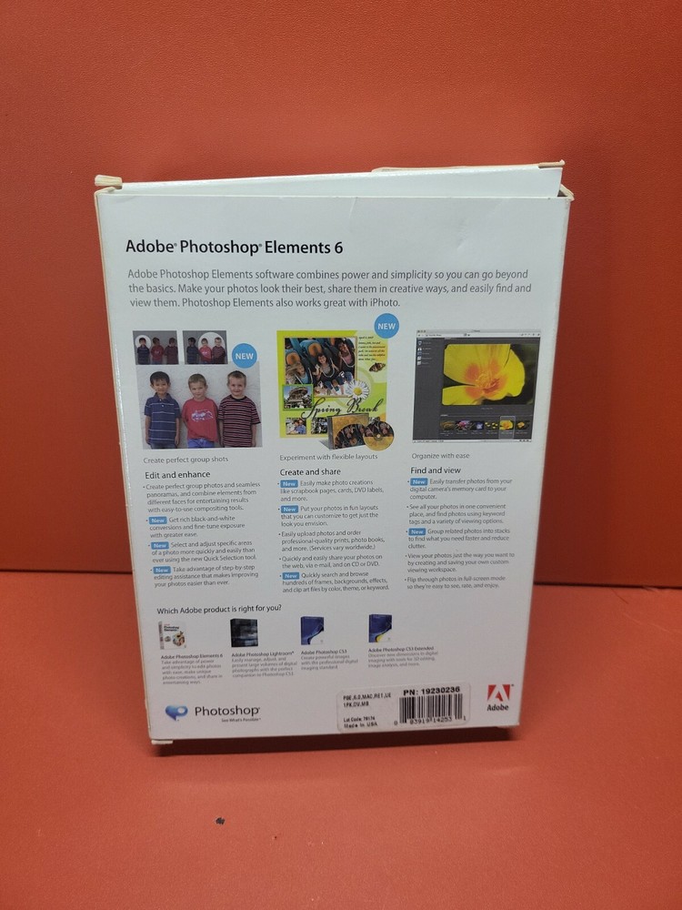 Adobe Photoshop Elements 6 (Mac, 2008) Complete In Original Box