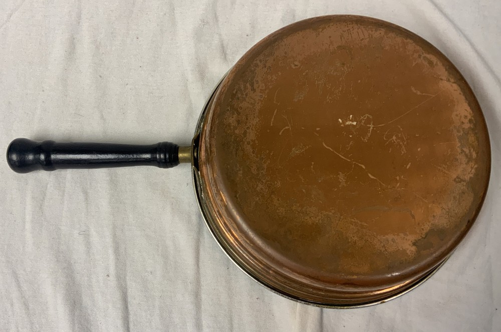 Copper Pan Insert, Wooden Handle - 9.5 in Diameter