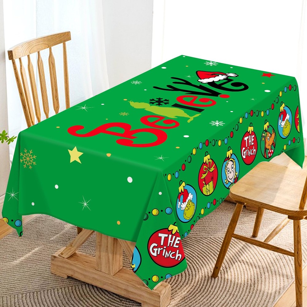 Hafangry Green Christmas Tablecloth 84" x 60" (Rectangular), Multi Color
