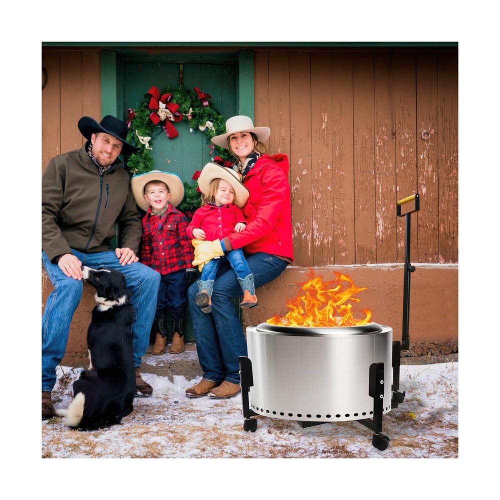FEBTECH - 29.5" Portable Firepit Trolley Stand with Telescopic Handle – Fi