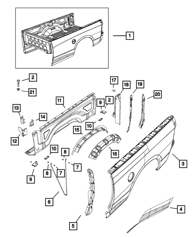 Genuine Mopar Side Panel Reinforcement Right 68156464AB