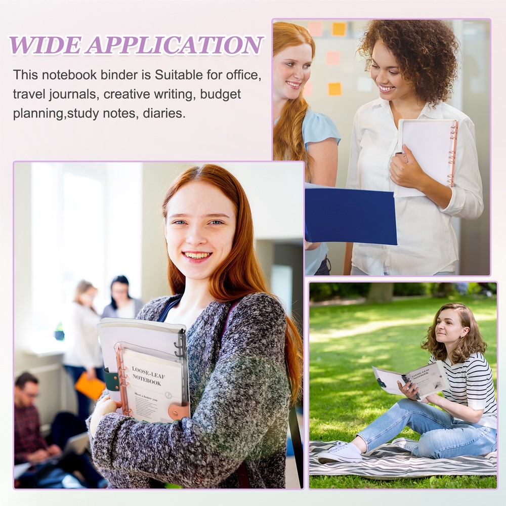 A6 Clear Notebook Binder, 6-Ring Refillable Planner Cover Binder, Gold