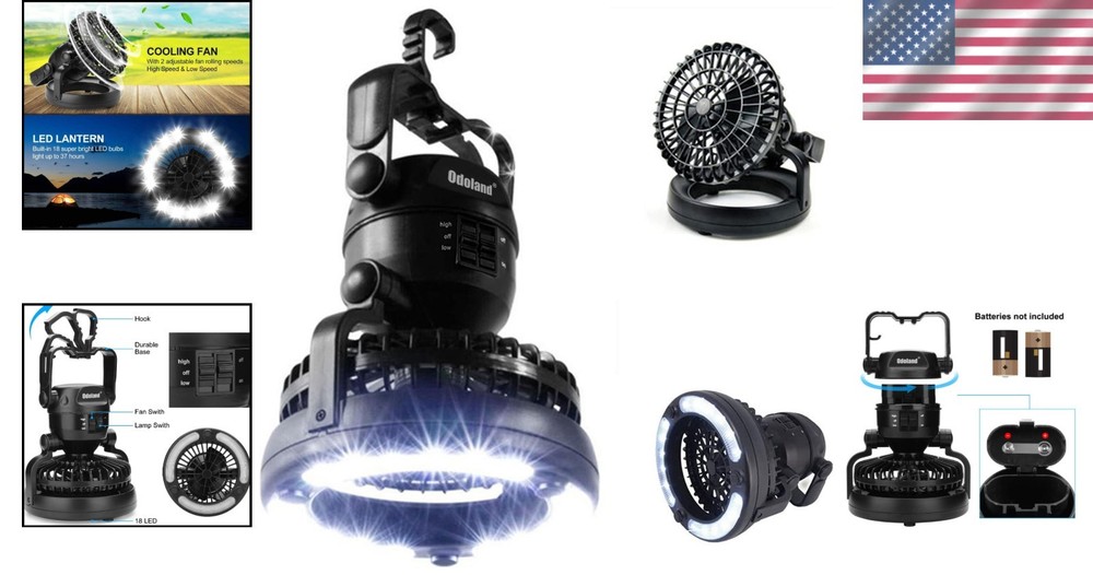 Multi-Functional LED Lantern with Ceiling Fan for Camping - Lightweight Design