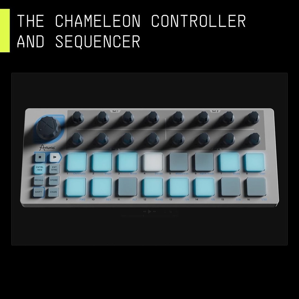 Compact MIDI Controller & Sequencer with 16 Pads, 16 Encoders, Software