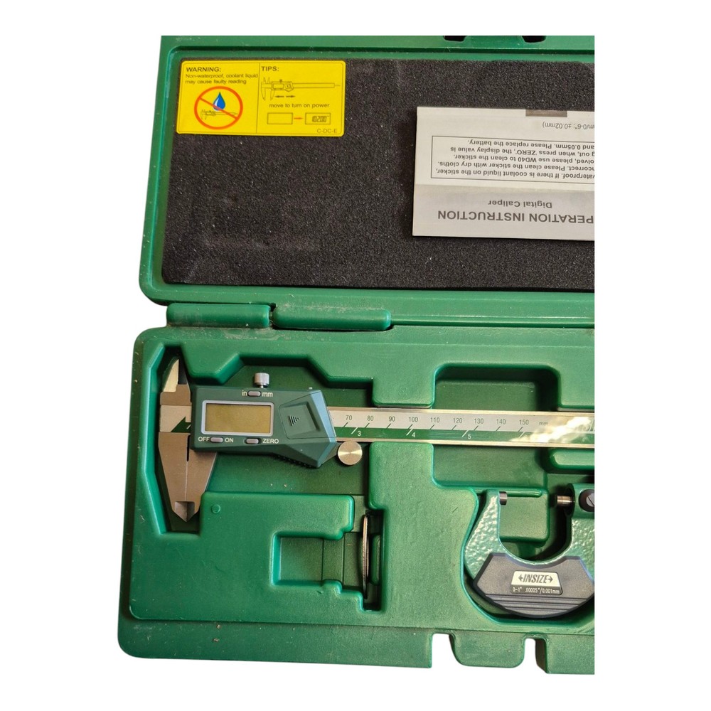 Insize 2 pc Measuring Tool Set Digital Caliper & Digital Outside Micrometer 5022