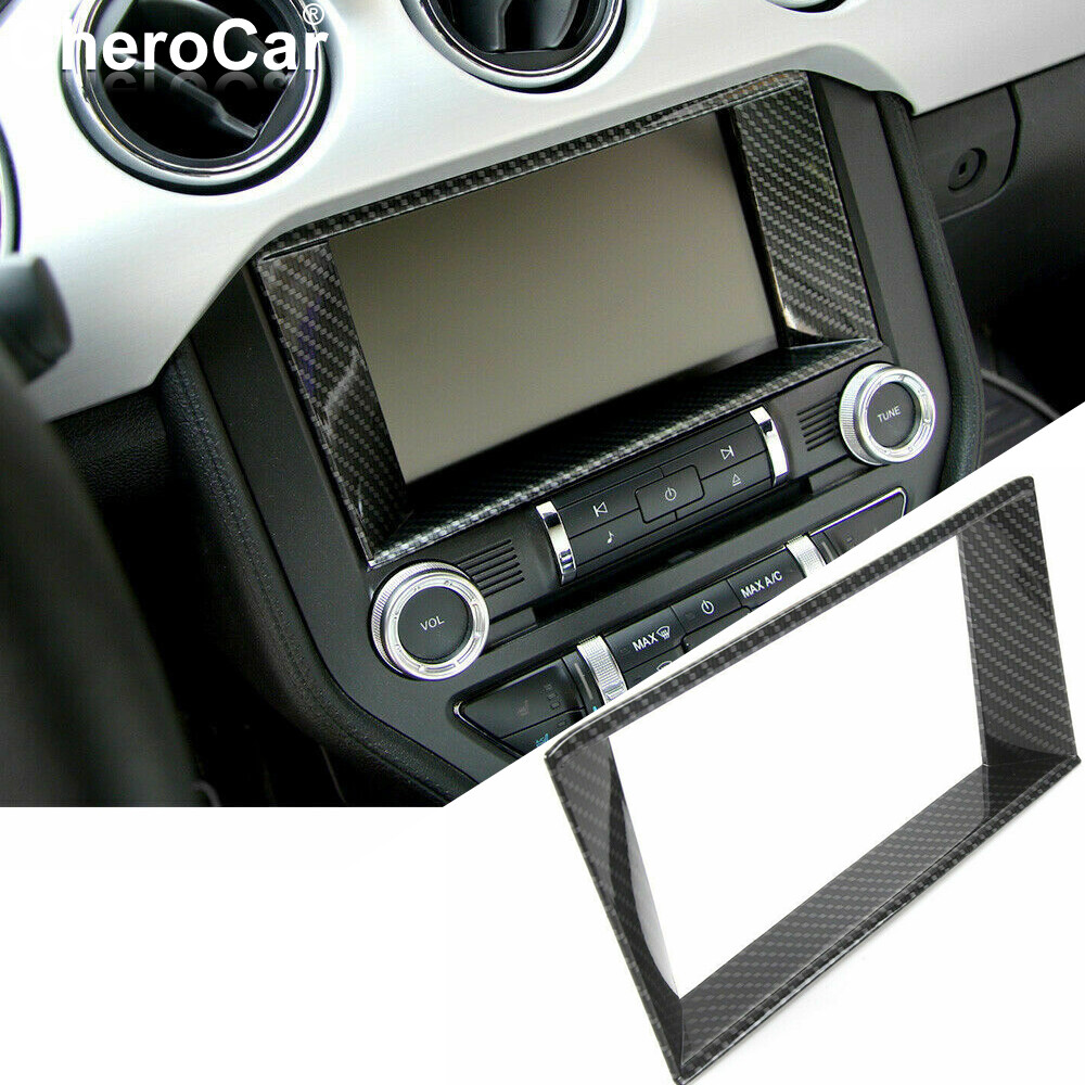 8'' Carbon Fiber Dashboard GPS Navigation Cover Frame Trim for Ford Mustang 15+