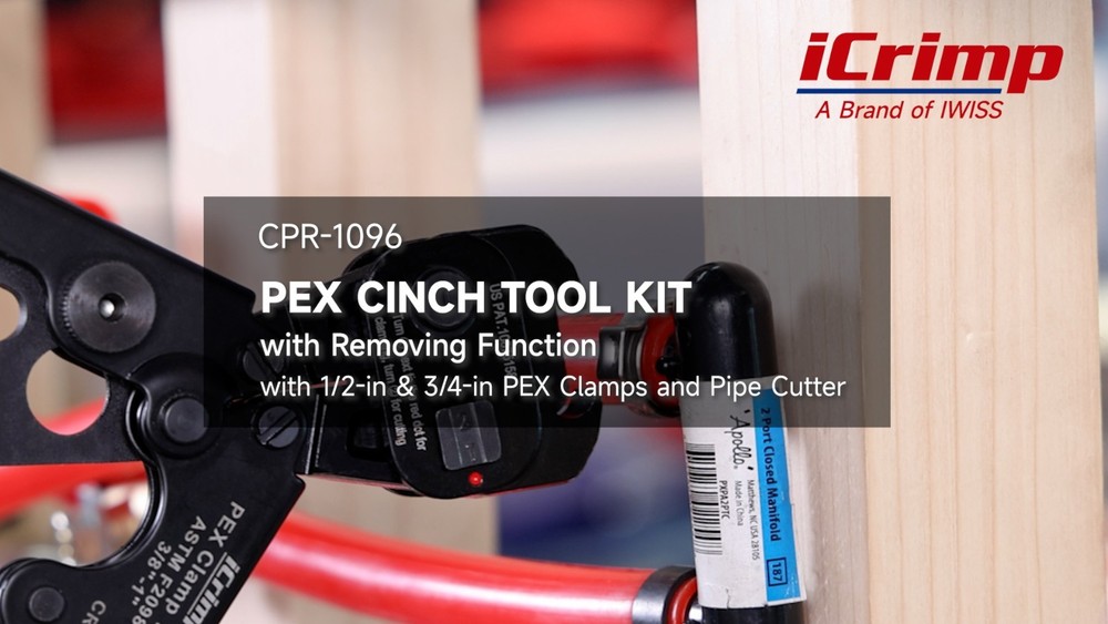 PEX Crimping Tool with Ratchet & Removal Function, 20PCS Clamps & Pipe Cutter