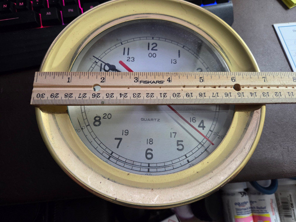 Vintage Brass Quartz Ship's Time Clock - Model C007