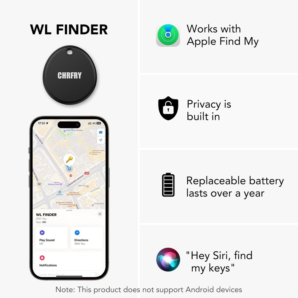 Tracker -2 Pack, Smart Bluetooth Tracker Item Finder Work with Apple Find My ...