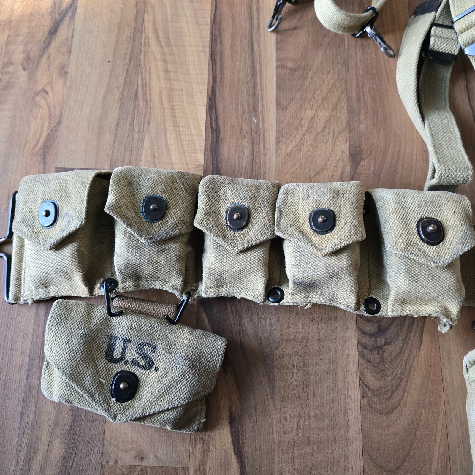 USMC Cartridge Belt Suspenders Canteen First Aid Wharton Mfg For Reenactment