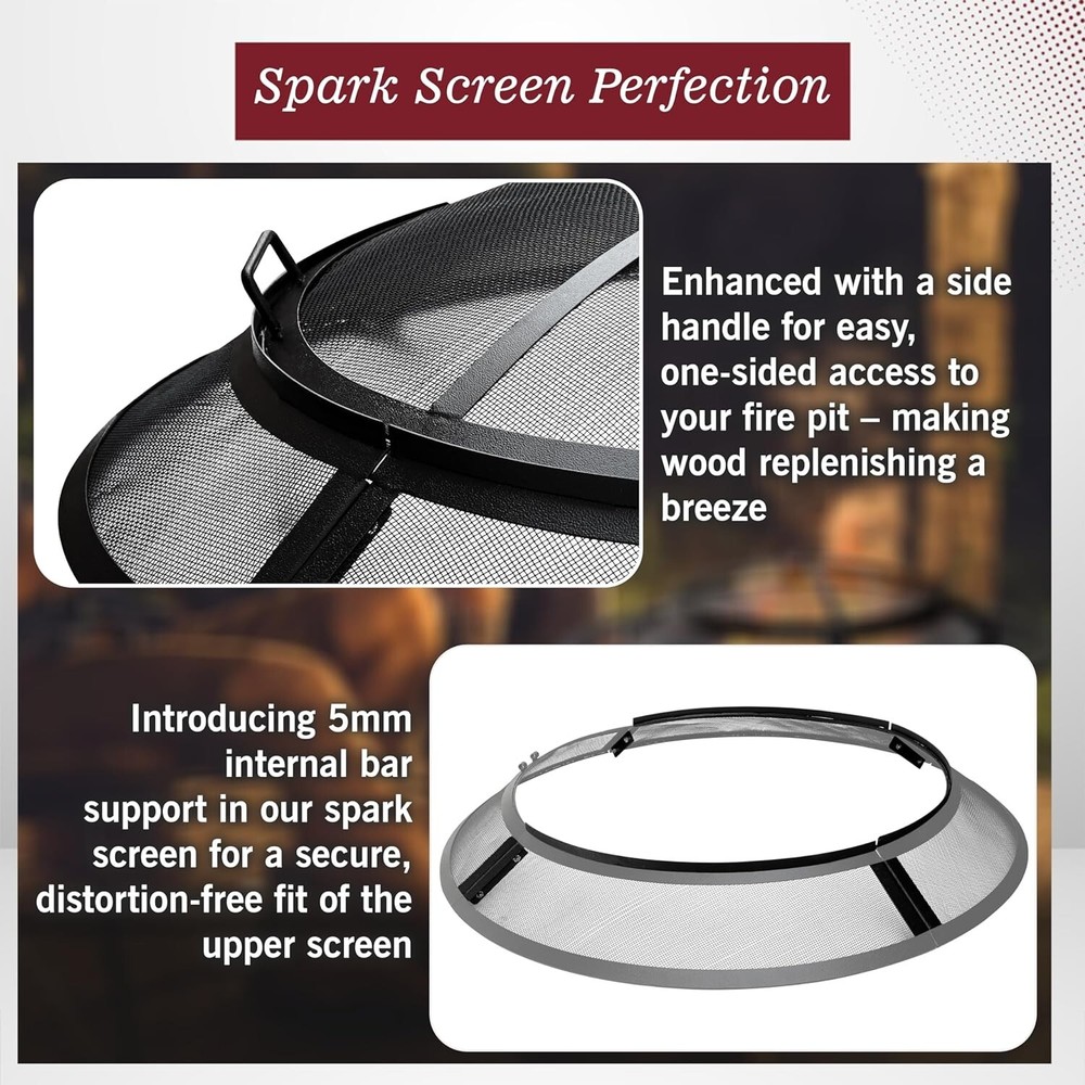 40" Spark Screen For Fire Pit - Fire Pit Screen Cover , Round Fire Pit Insert