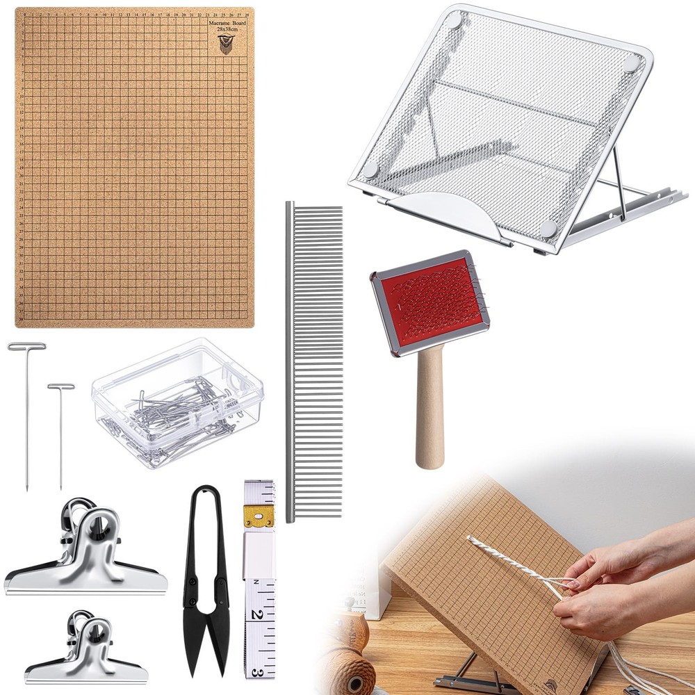 108 Pcs Macrame Supplies Include Macrame Board Metal Adjustable Holder with 100
