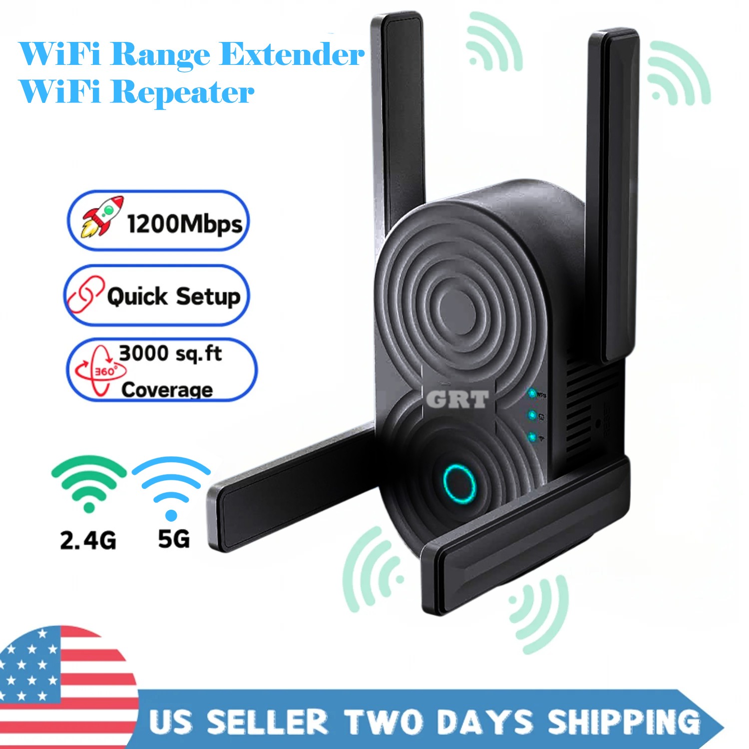 1200Mbps WiFi Extender Long Range Internet Signal Booster Dual Band for Gaming