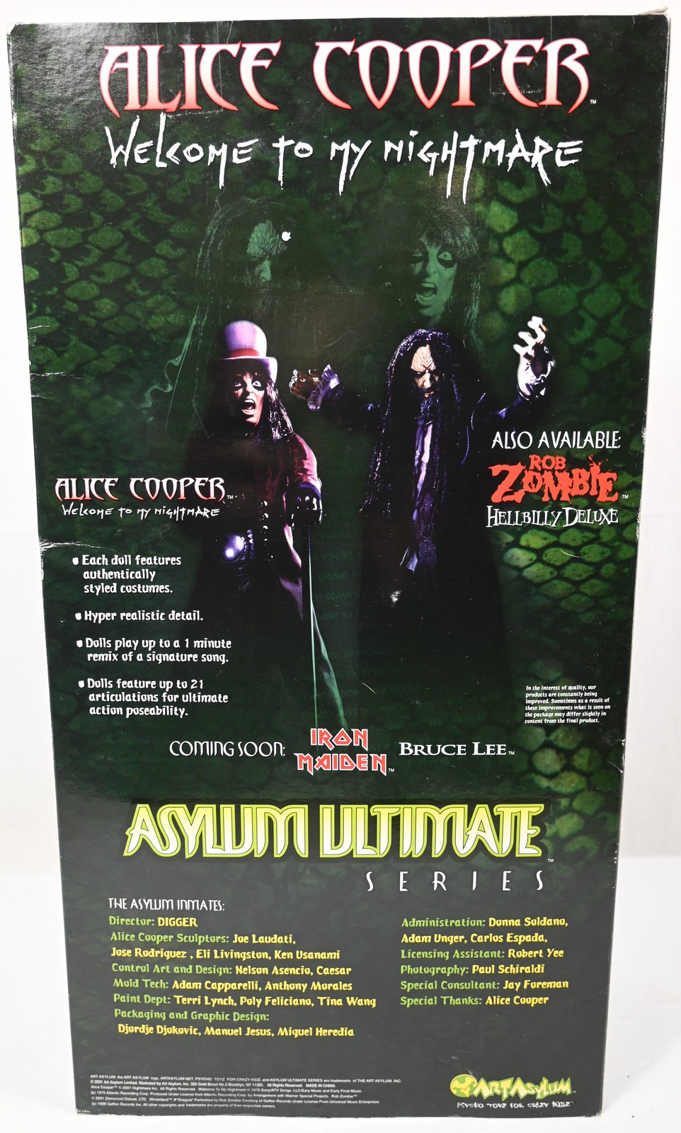 NEW ALICE COOPER Welcome To My Nightmare Art Asylum 18" SINGING ACTION FIGURE