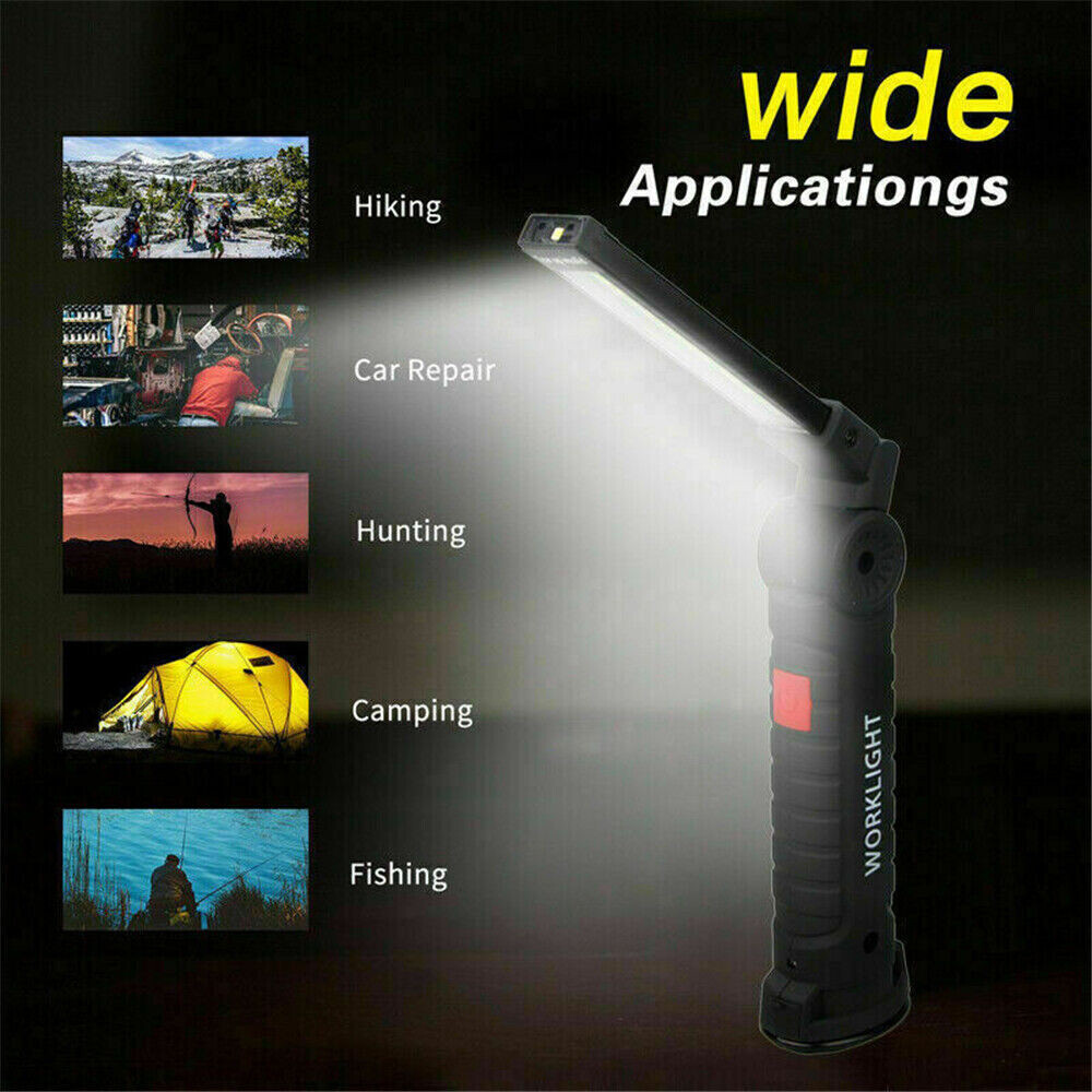 Rechargeable LED COB Work Light Mechanic Flashlight Folding Lamp Magnetic Base