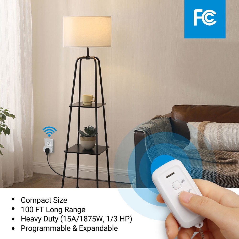 DEWENWILS Indoor Remote Control Outlet, Wireless Remote Light Switch 15A/1875W