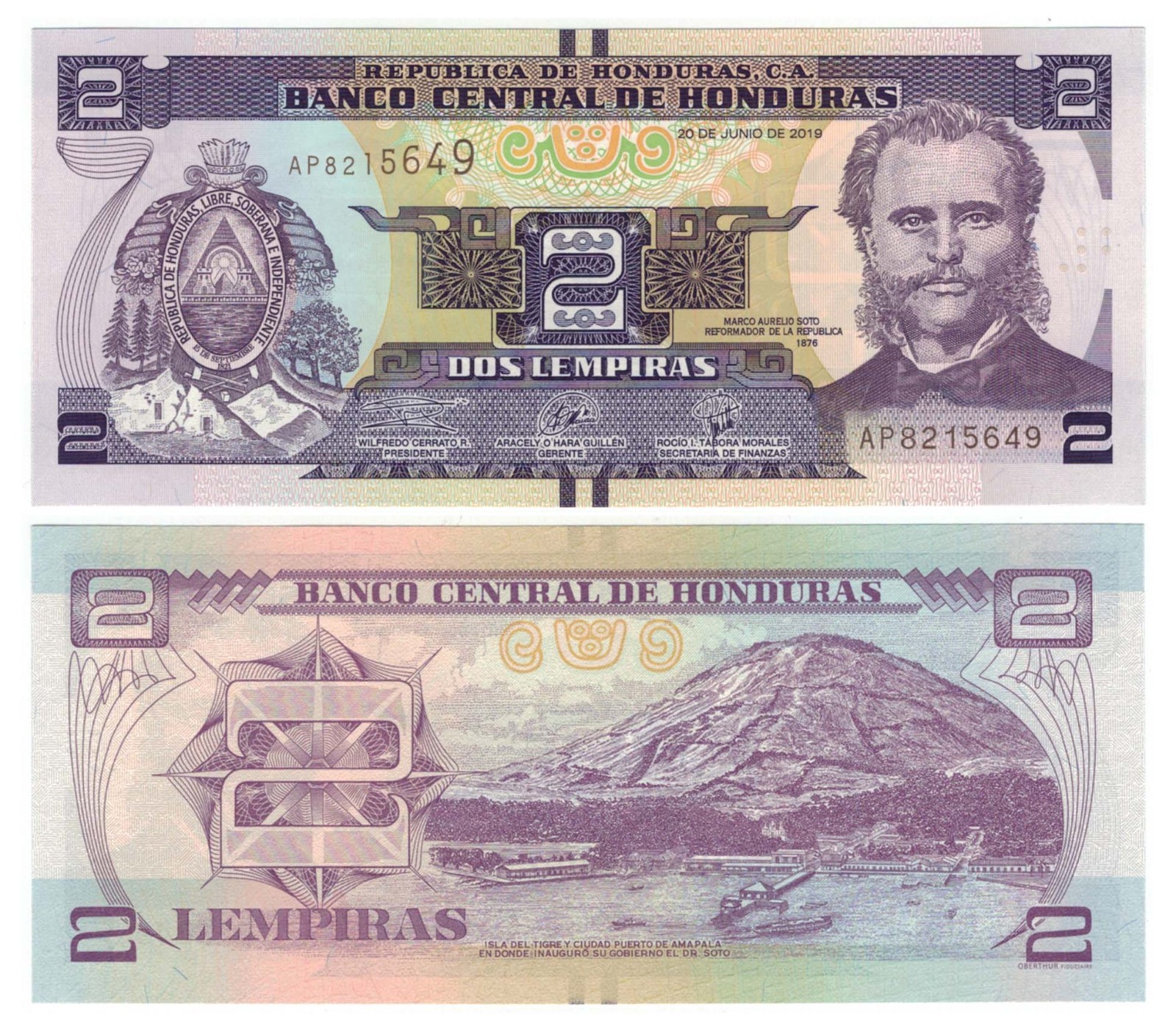 Honduras 9 PCS Set: 1 to 500 Lempiras (2019/2023) - p-96d to p-113a UNC