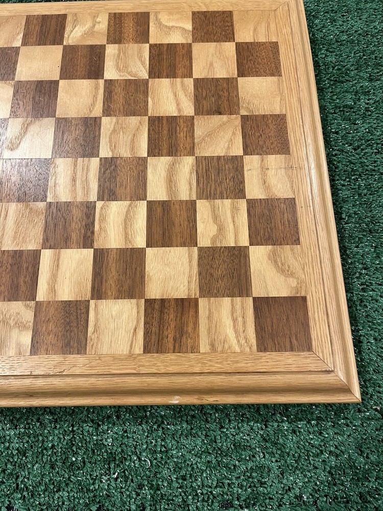 Vintage Hand Made Solid Oak Chess-Checker Board