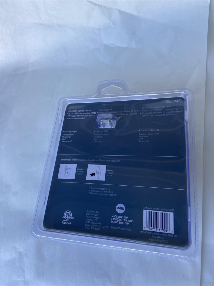 Style Selections Wireless Doorbell With Button 0827845 New