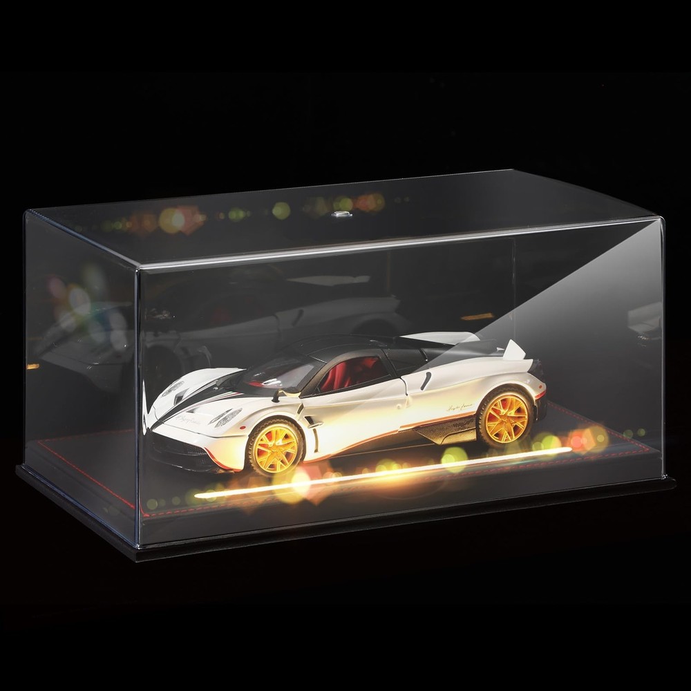 Model Car Acrylic Display Case with LED Light, Clear Diecast Display Case for...